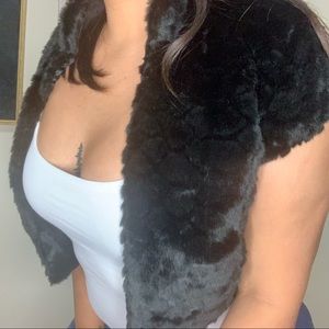 Black Fur short-sleeved  Cardigan